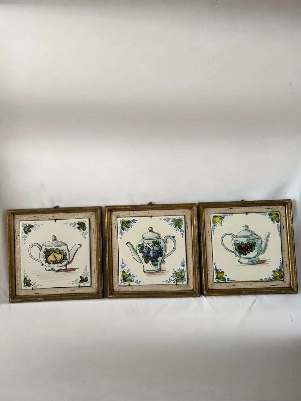 Vintage tea party ceramic tile wood wall hanging art home decor